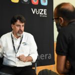 Jeff Miller of HumanEyes' Vuze Camera speaks with Richard Lapham at VRTO 2017